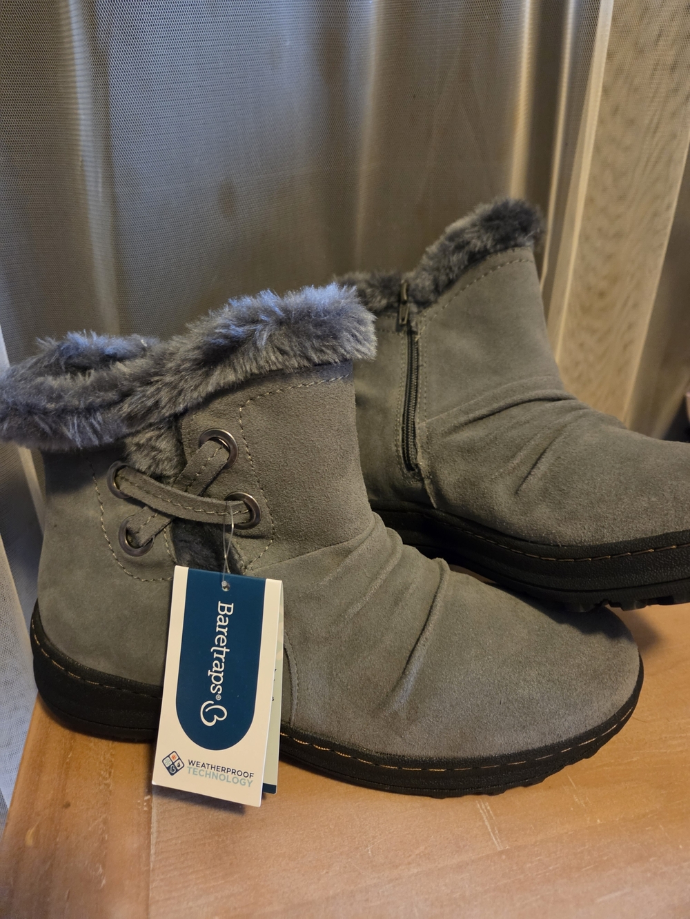 Baretraps Women's Gray Faux-Fur Ankle Boots